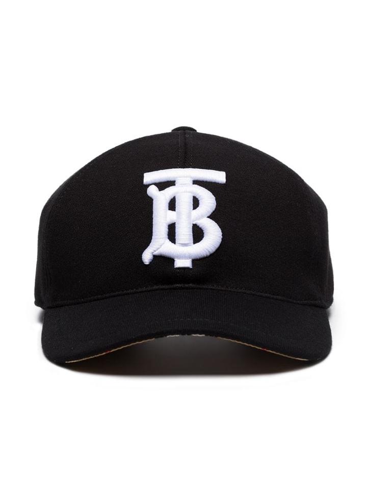 Burberry Tb Monogram Embroidered Cap - Black