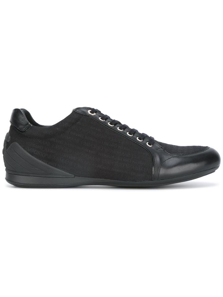 Emporio Armani Logo Embossed Sneakers - Black