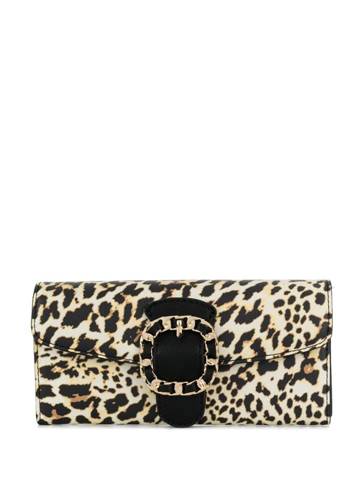Liu Jo Buckled Leopard Print Wallet - Black
