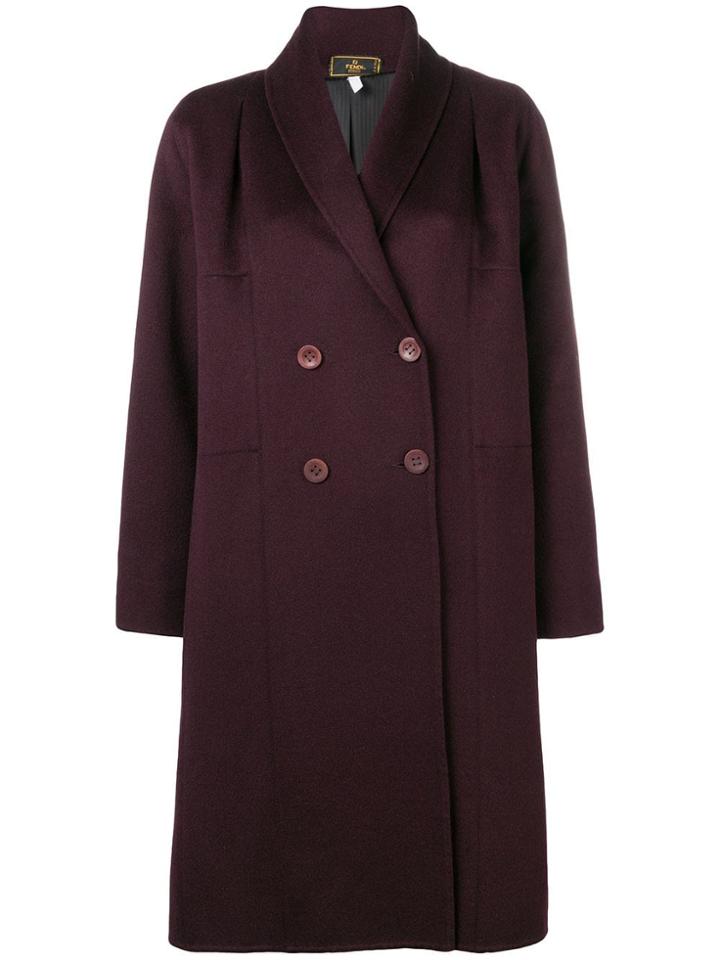 Fendi Vintage 2000's Double-breasted Midi Coat - Red