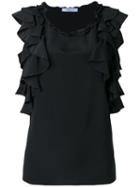 Blumarine Ruffled Detail Blouse, Women's, Size: 44, Black, Viscose/silk