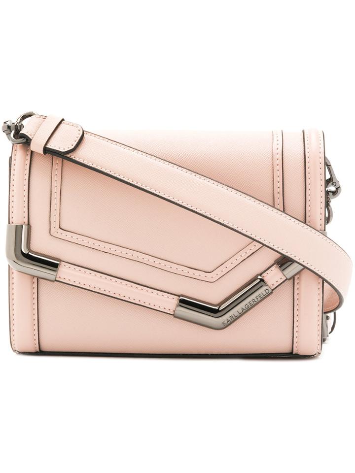 Karl Lagerfeld Rocky Saffiano Small Shoulder Bag - Pink & Purple