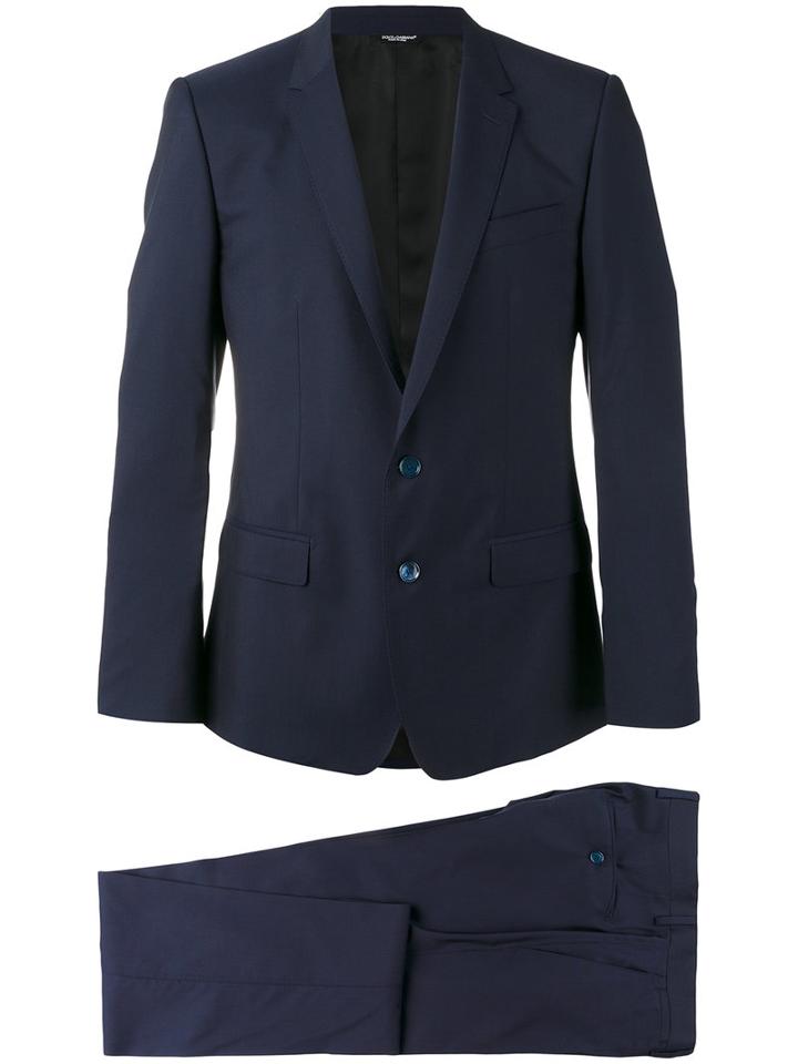 Dolce & Gabbana Formal Suit, Men's, Size: 52, Blue, Silk/wool/viscose/acetate