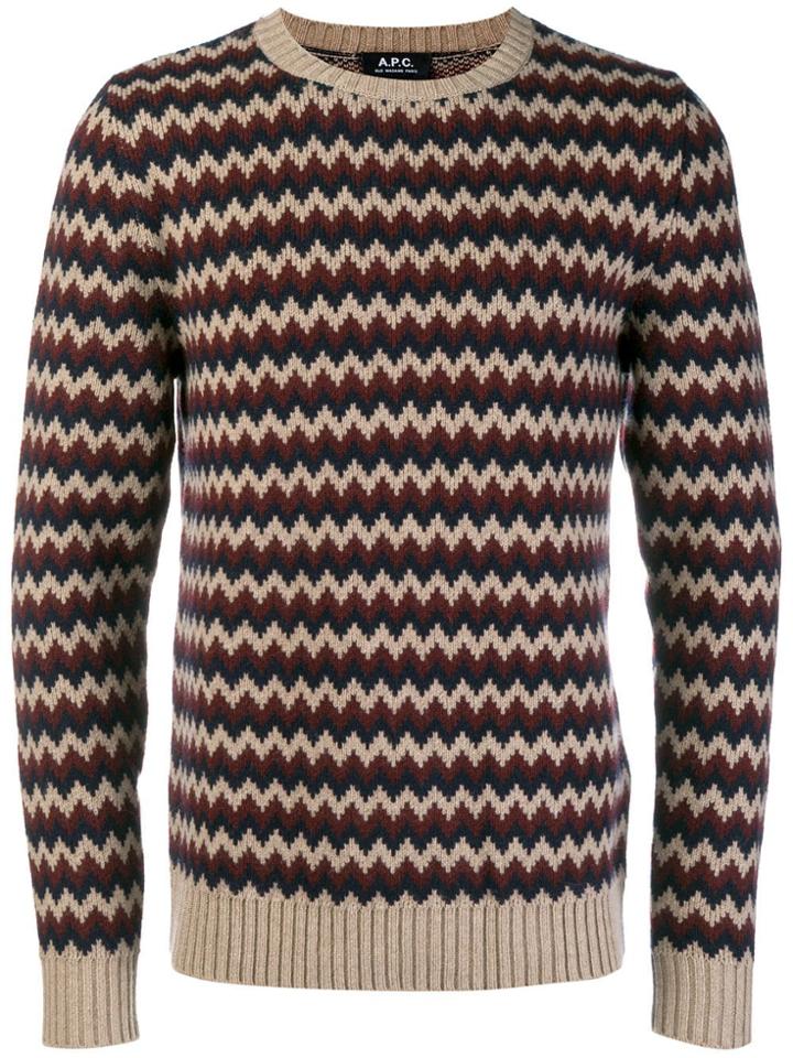 A.p.c. Chevron Knit Sweater - Neutrals