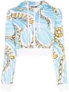 Moschino Bracelet Charm Print Cotton Hoodie - Blue