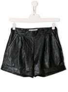 Philosophy Di Lorenzo Serafini Kids Teen Faux Leather Shorts - Black