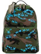 Valentino Camouflage Star Print Backpack - Green