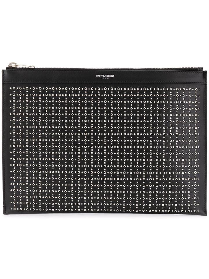 Saint Laurent Studded Slim Clutch - Black