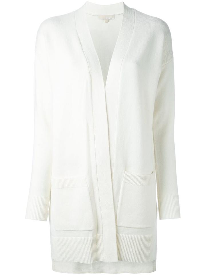 Michael Michael Kors Long Pocket Cardigan, Women's, Size: Medium, Nude/neutrals, Cashmere/merino