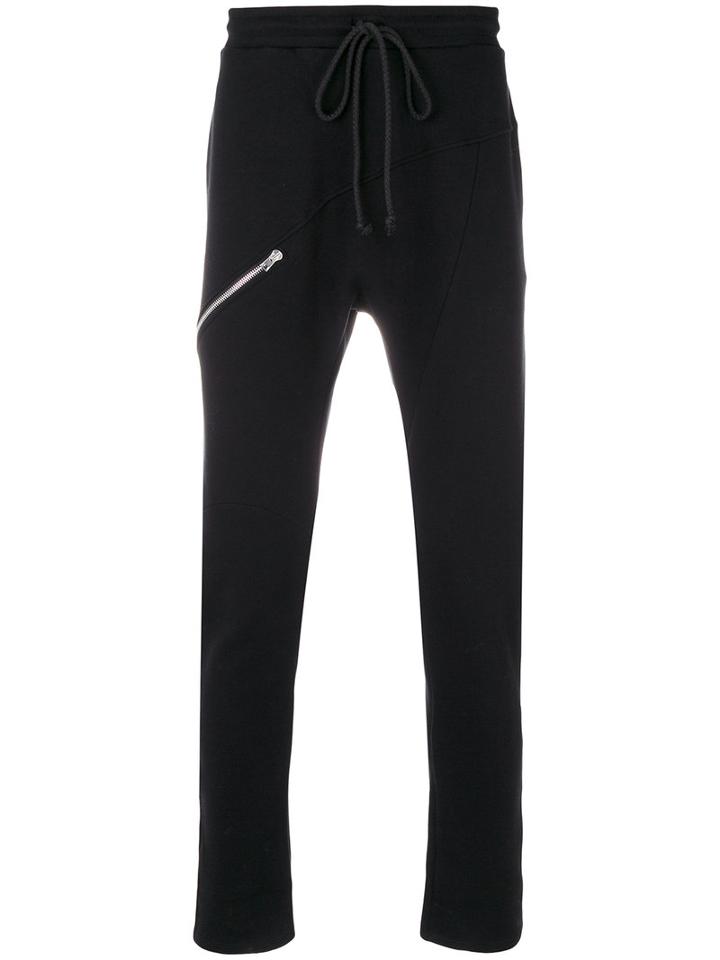 Lost & Found Rooms - Zip Detail Sweat Pants - Men - Cotton - L, Black, Cotton