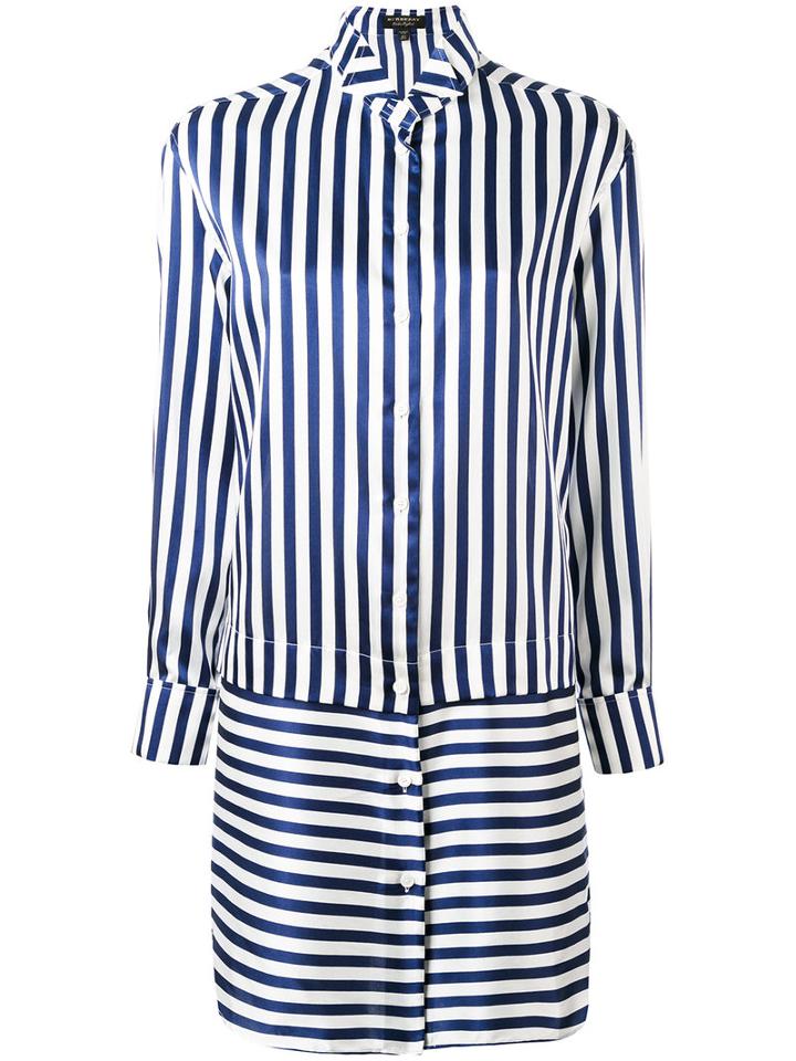 Burberry - Striped Shirt Dress - Women - Silk/cotton - 8, Blue, Silk/cotton