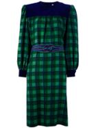 Givenchy Vintage Check Print Dress, Women's, Size: 44, Green, Cotton/wool