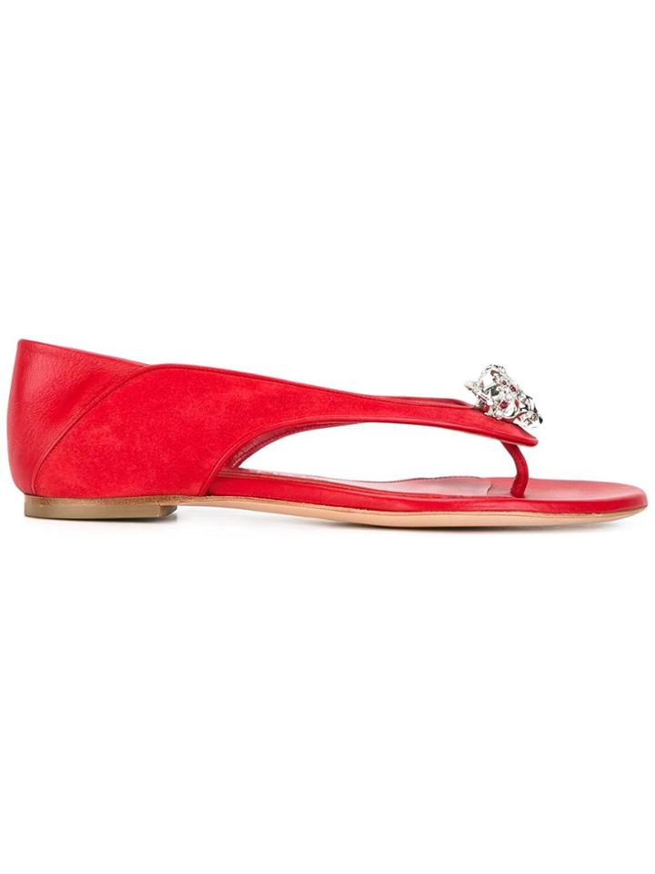 Alexander Mcqueen King And Queen Skull Sandals - Red