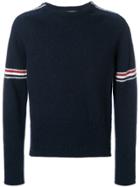 Thom Browne Intarsia Stripe Classic Mohair Tweed Crewneck Pullover -