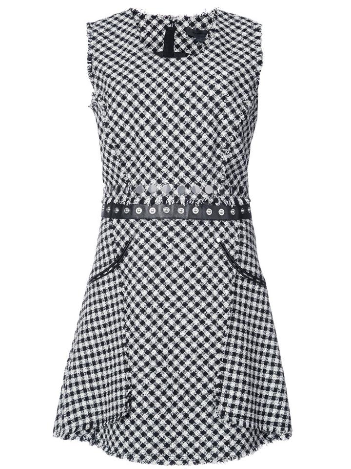Alexander Wang - Fringe Trim Checked Dress - Women - Cotton/viscose/nylon - 8, Black, Cotton/viscose/nylon