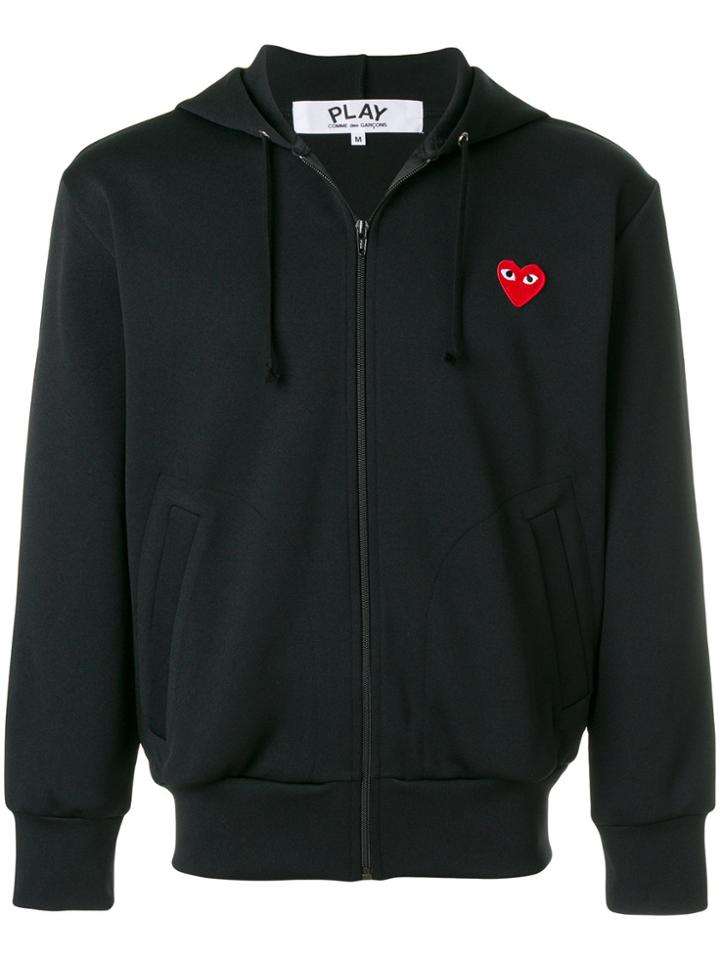 Comme Des Garçons Play Heart Logo Zipped Hoodie - Black