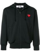 Comme Des Garçons Play Heart Logo Zipped Hoodie - Black