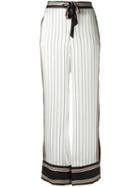 Equipment - 'avery' Stripe Trousers - Women - Silk - S, Women's, White, Silk