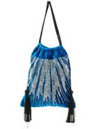 Attico Embellished Velvet Pouch Bag - Blue