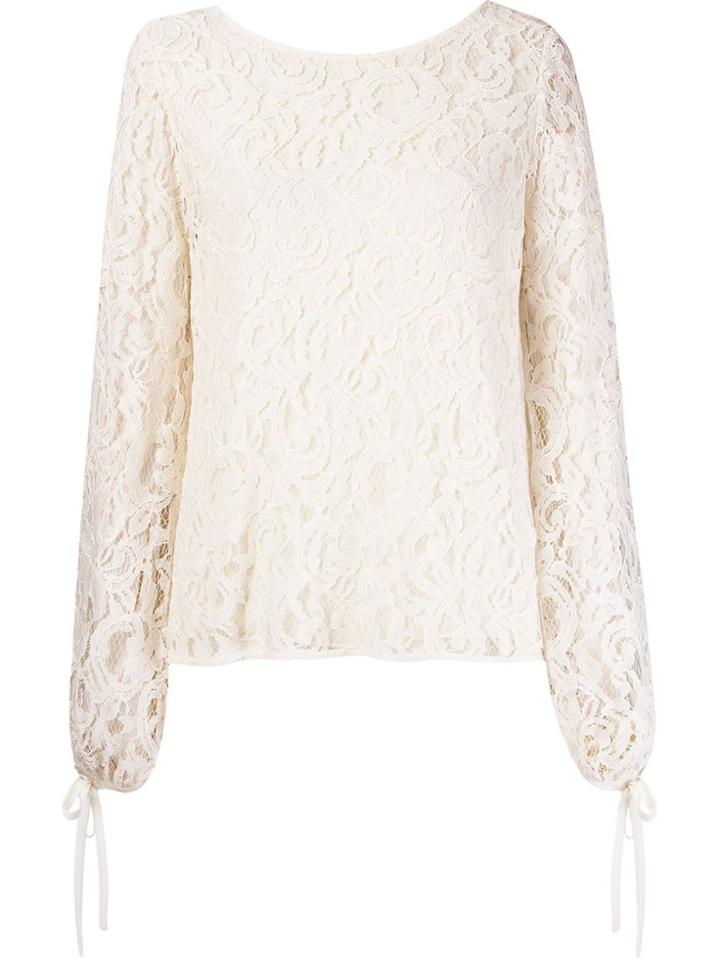Martha Medeiros 'marescot' Lace Plunging Back Blouse - White