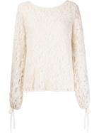 Martha Medeiros 'marescot' Lace Plunging Back Blouse - White