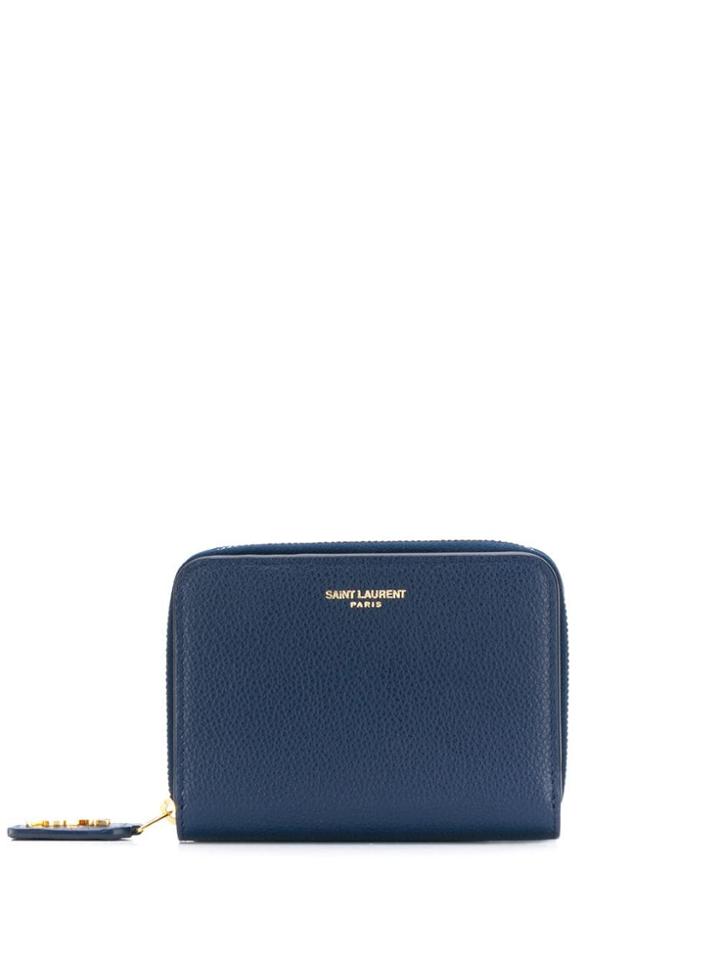Saint Laurent Zip Closure Wallet - Blue
