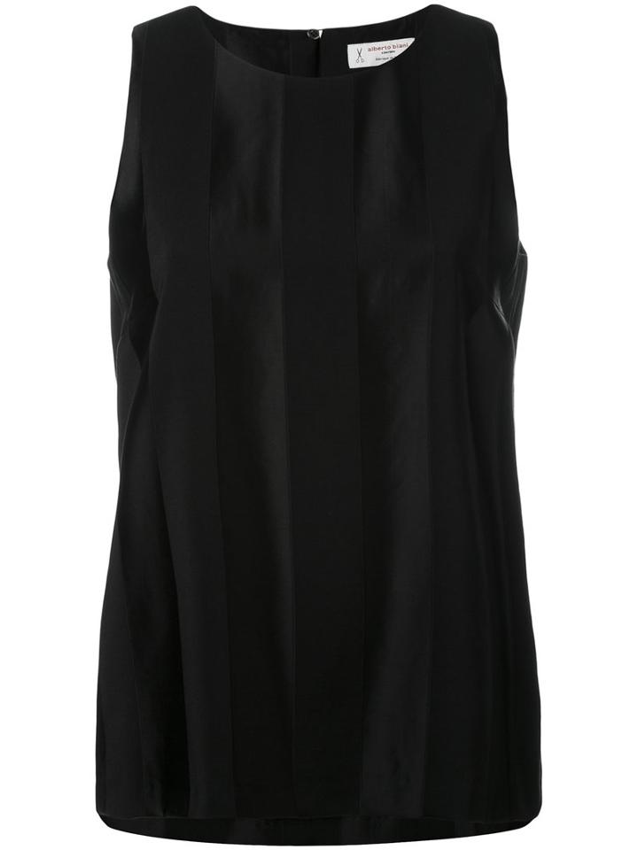 Alberto Biani - Striped Panel Tank - Women - Cotton/viscose/virgin Wool - 40, Black, Cotton/viscose/virgin Wool