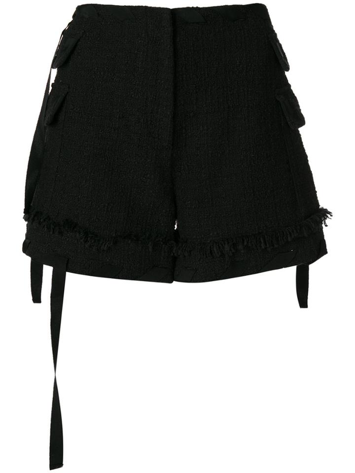 Msgm Ribbon Detail Shorts - Black