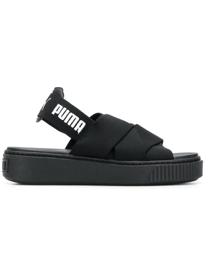 Puma Logo Sling-back Sandals - Black
