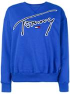 Tommy Jeans Logo Embroidered Sweatshirt - Blue