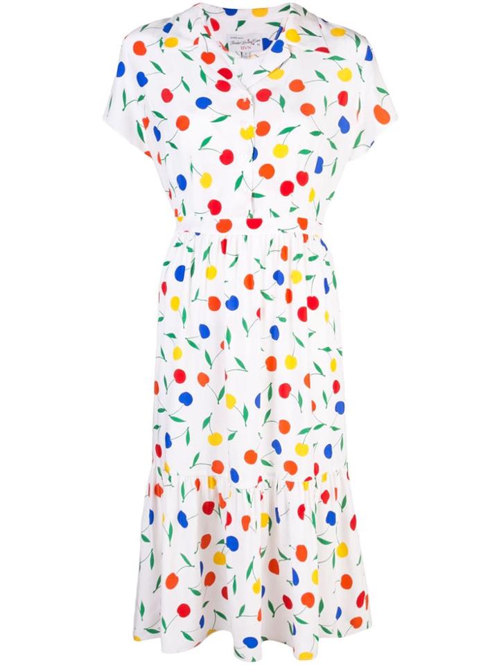 Hvn Charlotte Cherry Print Shirt Dress - White