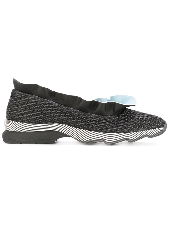 Fendi Ruffled Detail Ballerinas - Black