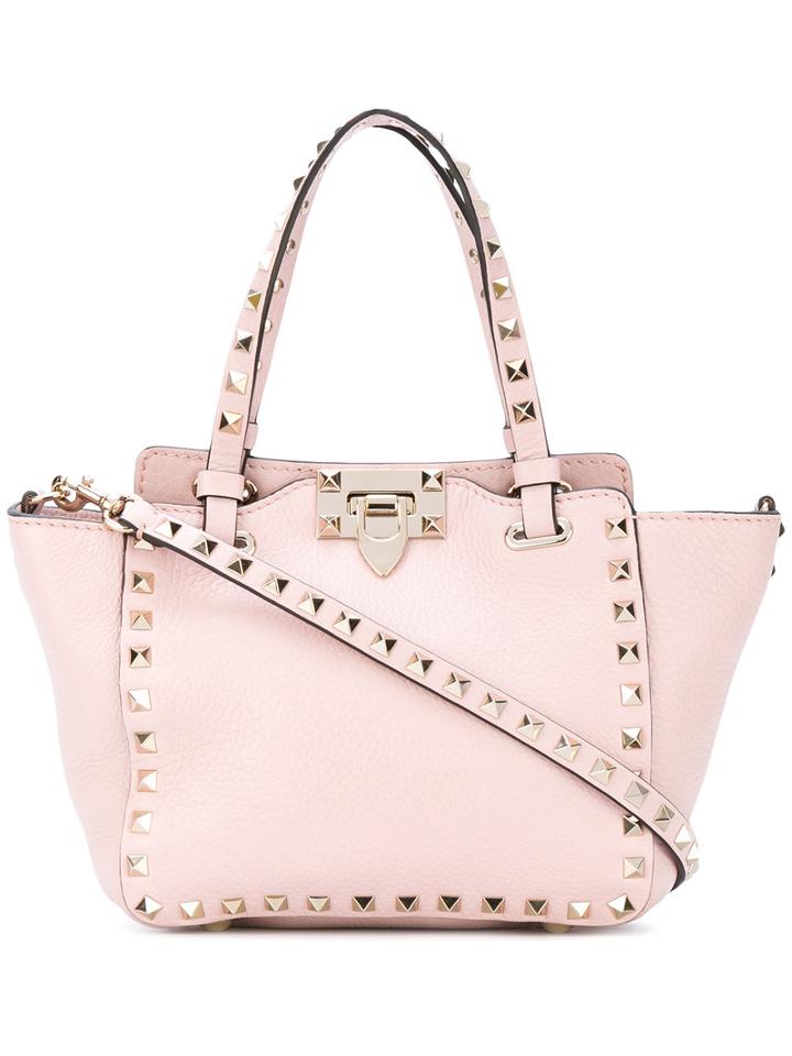 Valentino - Mini Rockstud Trapeze Tote - Women - Calf Leather/metal - One Size, Pink/purple, Calf Leather/metal