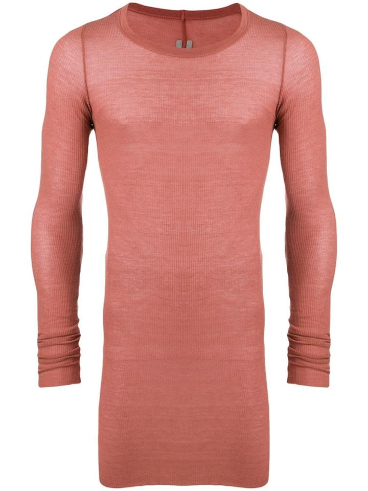 Rick Owens Ribbed Knitted Long Jumper - Pink