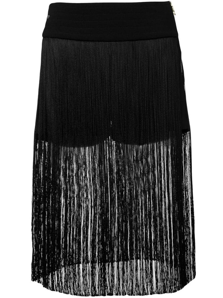 Patrizia Pepe Fringed Skirt - Black