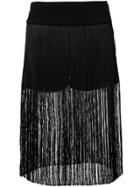 Patrizia Pepe Fringed Skirt - Black