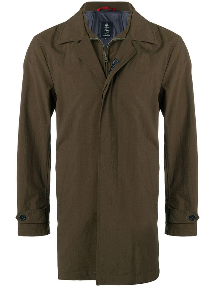 Fay Layered Single-breasted Coat - Green