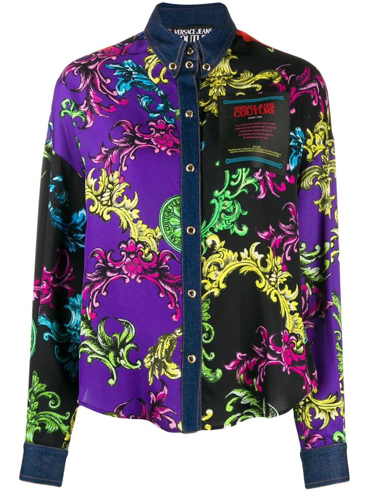 Versace Jeans Couture Baroque-print Panelled Shirt - Purple