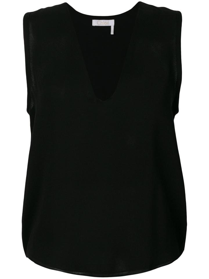 Chloé V-neck Blouse - Black
