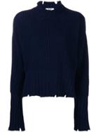 Msgm Distressed Elongated Sleeve Sweater - Blue