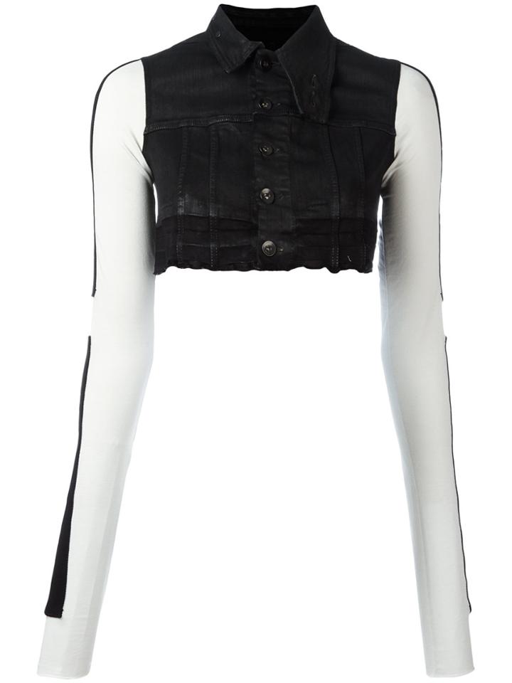 Rick Owens Drkshdw Cropped Denim Vest - Black