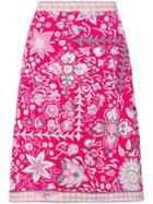Emilio Pucci Vintage 1960's Fancy Flowers Print Skirt - Pink