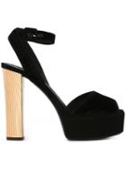 Giuseppe Zanotti Design Betty Platform Sandals, Women's, Size: 38, Black, Calf Leather/leather/velvet