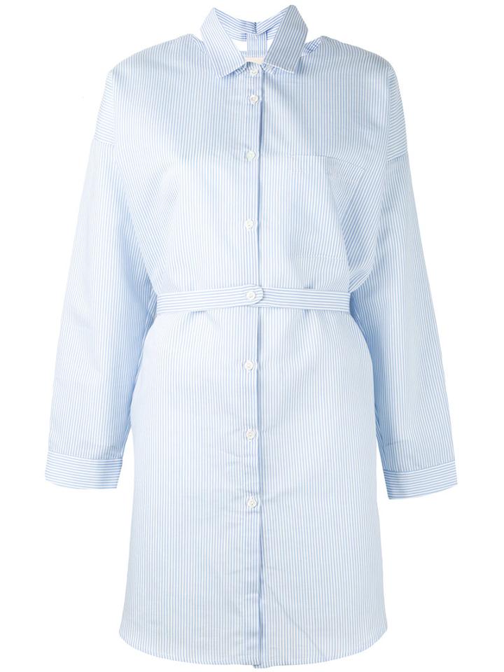 Nanushka - Striped Longline Shirt - Women - Cotton/linen/flax/polyester - M, White, Cotton/linen/flax/polyester