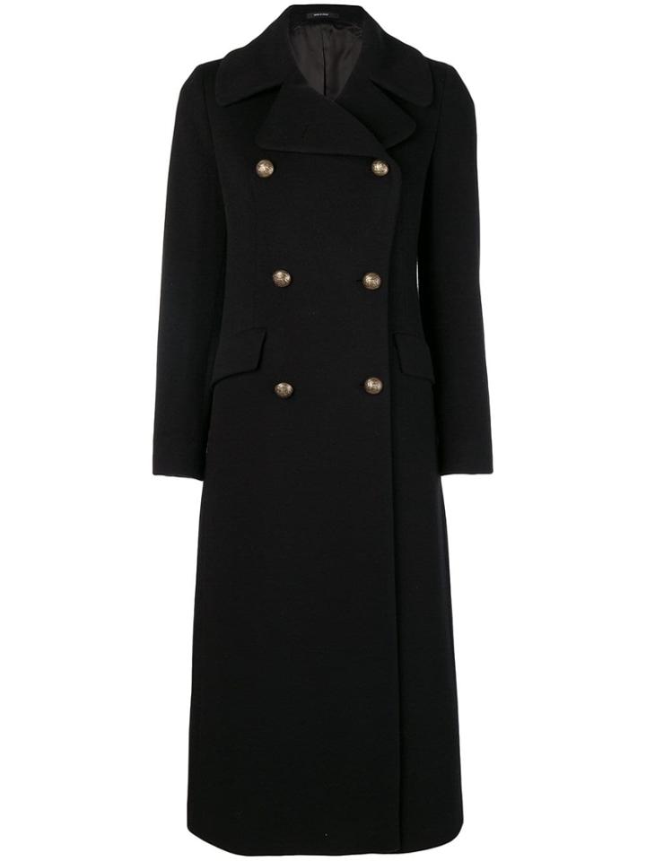 Tagliatore Long Buttoned Coat - Black