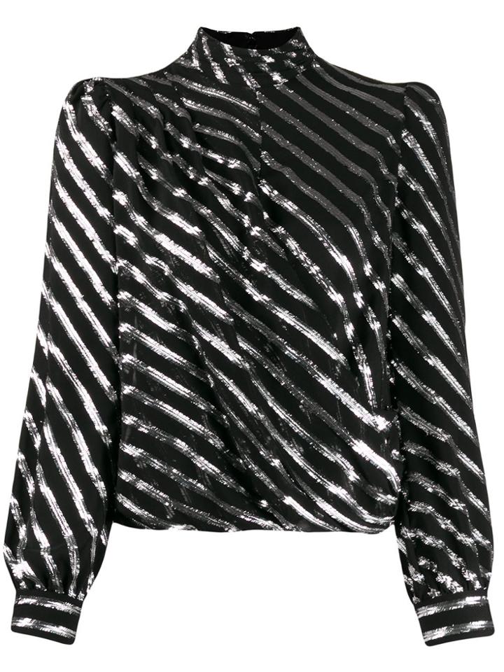 Michael Michael Kors Diagonal Striped Blouse - Black