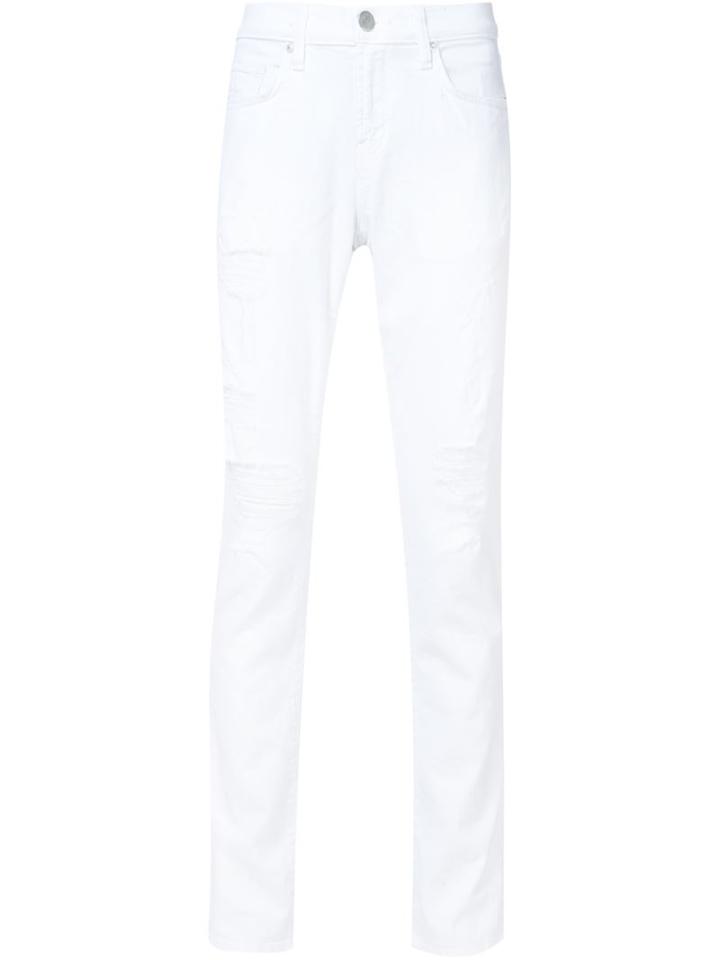 J Brand Distressed Skinny Jeans, Men's, Size: 30, White, Cotton/spandex/elastane