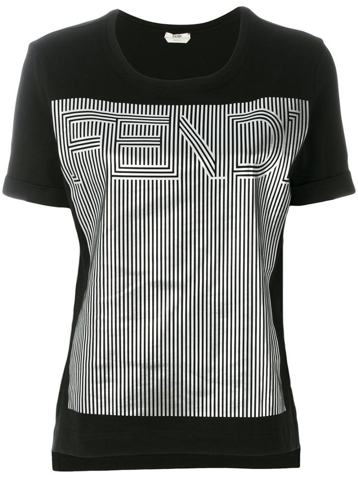 Fendi - Silver Logo T-shirt - Women - Cotton - 40, Black, Cotton