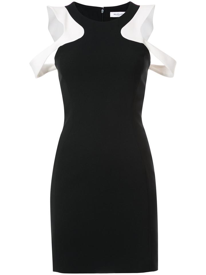 Mugler - Shoulder Cut Out Dress - Women - Polyester/viscose - 36, Black, Polyester/viscose