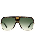 Gucci Eyewear Navigator Sunglasses With Double G - Brown